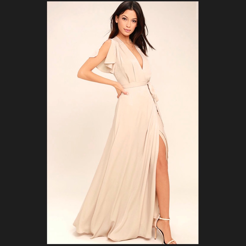 Blush nude tone CITY OF STARS MAXI DRESS
LULUS